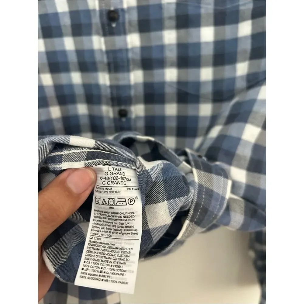 Banana Republic Luxe Flannel Shirt Men’s Large Tall Slim Fit Plaid Button Down